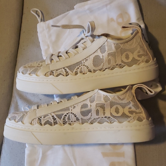 Chloe Lauren Logo Lace Low-Top Sneakers - Picture 3 of 7